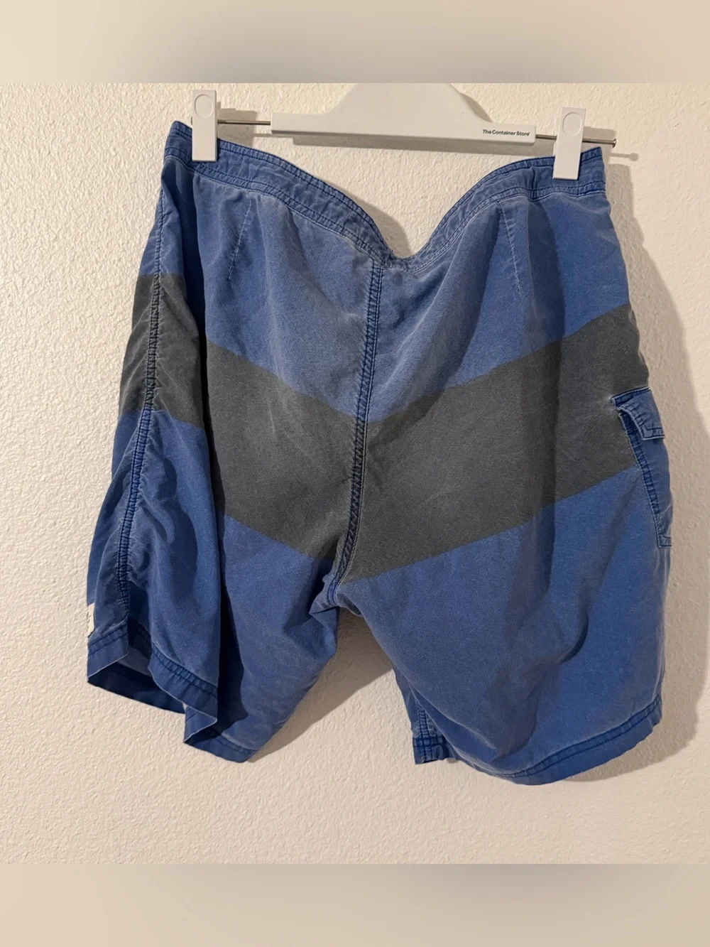 Katin Blue and Charcoal Two-Tone Drawstring Swim Shorts Size 34